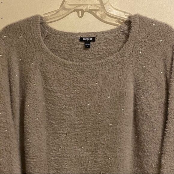 Express Super Soft Studs All Over Sweater Size L Brown Long Sleeve Pullover - Picture 2 of 10